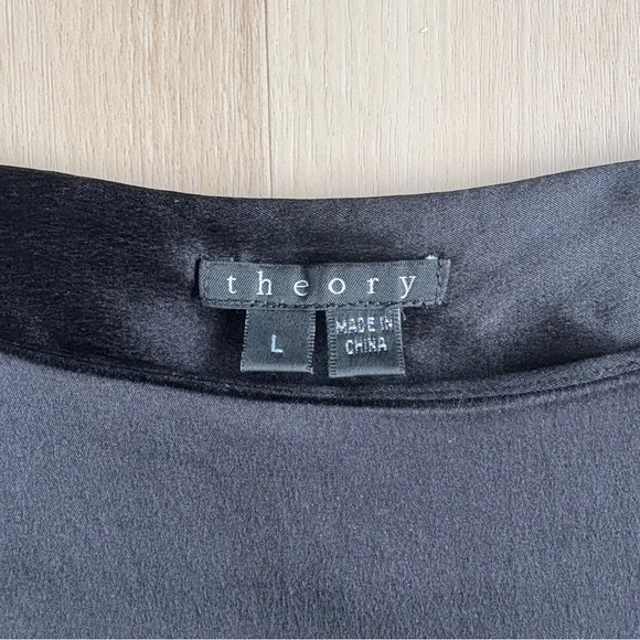Theory Silk Blend Blouse Black Mathel Eternity size L - Picture 5 of 9